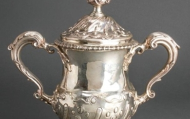 English Georgian Silver Repousse Covered Urn