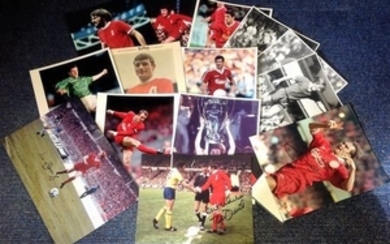 Football Liverpool collection selection of signed and unsigned photos from legends that have played at Anfield through the...