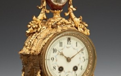 French Style Gilt Spelter Mantel Clock, early 20th c.