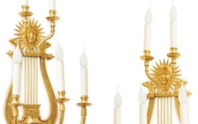 A pair of gilt-bronze wall-lights, possibly Russian, early 19th century