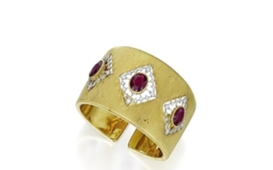Gold, Ruby and Diamond Cuff-Bracelet, Buccellati
