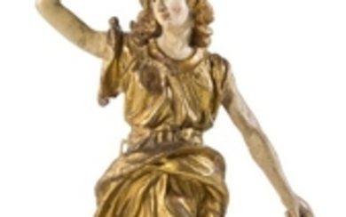 An Italian Painted and Parcel Gilt Figure