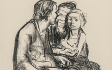 Käthe Kollwitz (German, 1867-1945) Zwei schwatzende Frauen mit zwei Kindern