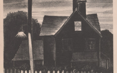 Kenneth N. Nunes Lithograph [WPA, House at Night]