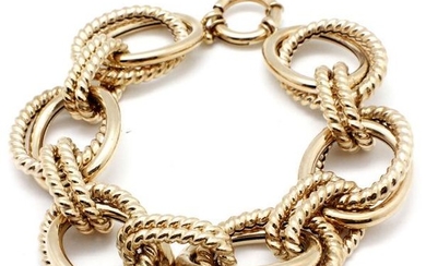 Large 14k Yellow Gold Hollow Oval Link Bracelet, 18.99