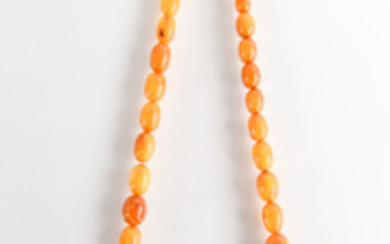 LONG MARBLED HONEY AMBER BEAD NECKLACE