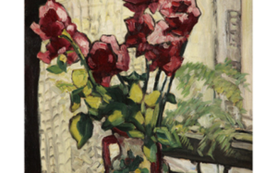 LOUIS VALTAT (18691952) Bouquet de roses rouges Oil on canvas;...