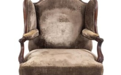 * A Louis XV Style Walnut Wingback Fauteuil Height 42