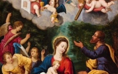 Pieter van Avont, The Holy Family with Saint John and Angels