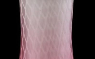 Pink Satin Diamond Quilted MOP Art Glass Vase