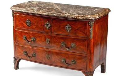 A Regence Bronze Mounted Marquetry Commode