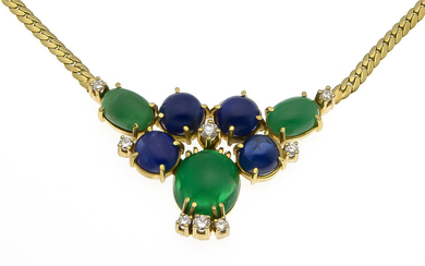 Sapphire emerald brilliant necklace GG 585/000 with 3...