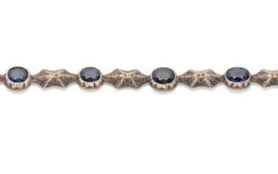A sapphire line bracelet,, by Mario Buccellati, circa 1920-1925