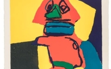 Signed Karel Appel lithograph, abstract figure