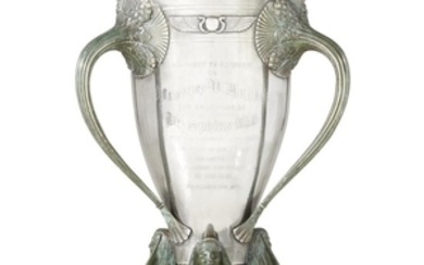 Sterling silver Egyptian-style three-handled presentation trophy from the Sphinx...