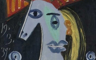 TÊTE DE FEMME AU CHAPEAU ORANGE, Pablo Picasso