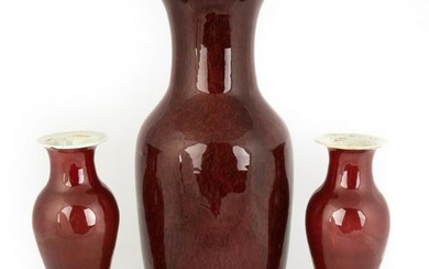 Three Chinese Sang de Boeuf Glaze Vases