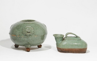Two Chinese celadon glazed ceramic vessels