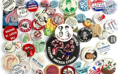50 Vintage Pro and Anti President Ronald Reagan Buttons