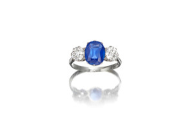 An Early 20th Century Sapphire and Diamond Ring,, Circa 1920