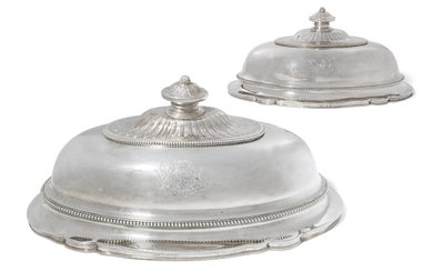 A PAIR OF GEORGE III LARGE SILVER MEAT-DISH COVERS, MARK OF THOMAS HEMING, LONDON, 1778