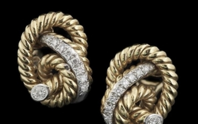 Pair of Gold and Diamond Ear Clips