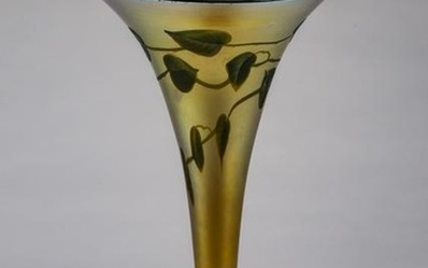 Tiffany Studios style gold favrile trumpet vase