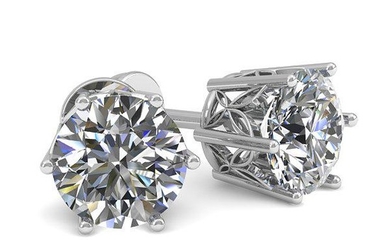 .53 ctw VS/SI Diamond Stud Art Deco Earring 14k White