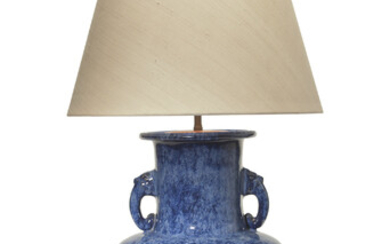 A CHINESE BLUE FLAMBÉ-GLAZED VASE, MOUNTED AS A LAMP, QING DYNASTY, 19TH CENTURY