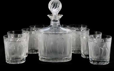 A Lalique Decanter And TenÂ Matching Tumblers
