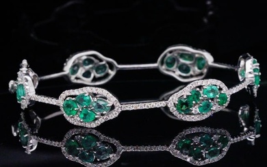 6.25ctw Emerald, 2.25ctw Diamond 18K Bangle