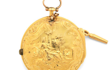 J. Snelling, London. A gold key wind open face pair case pocket watch