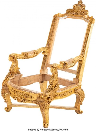 63105: An Italian Carved Gilt Wood Throne Chair, circa