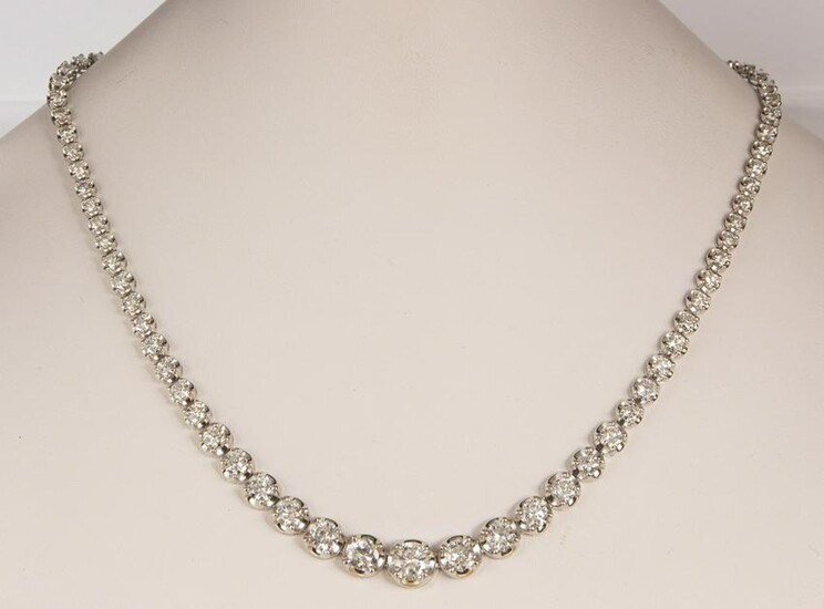 Diamond, 18k white gold necklace