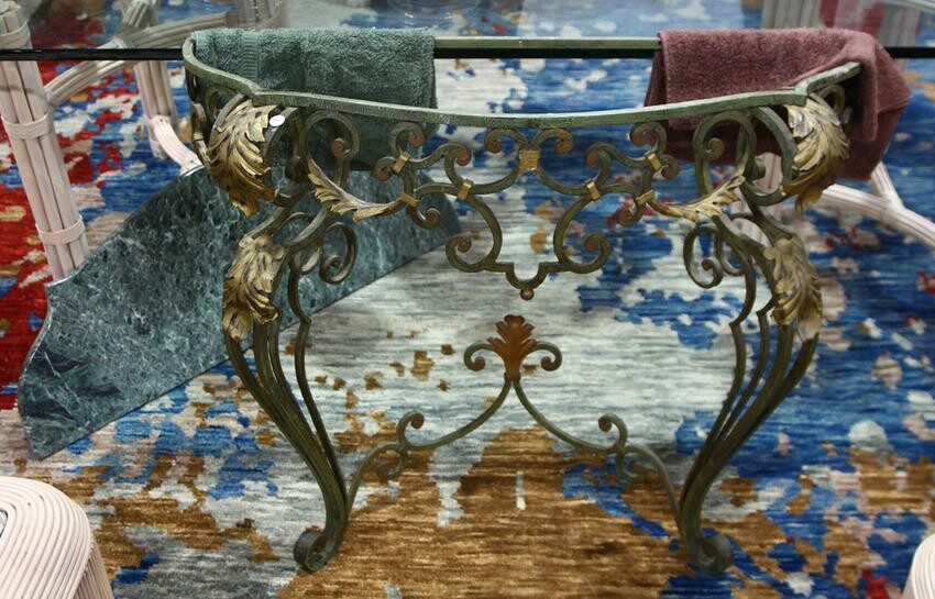 Spanish Revival marble top console table