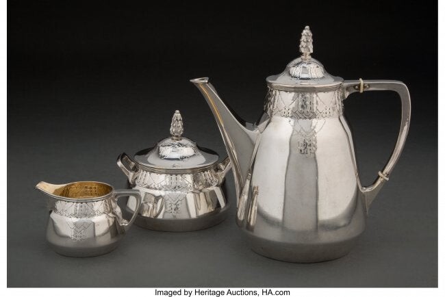 74105: A Three-Piece Guldsmeds Aktiebolaget Silver Tea