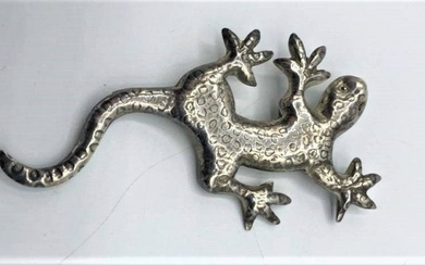 .925 Sterling Silver Mexico Large Lizard Brooch