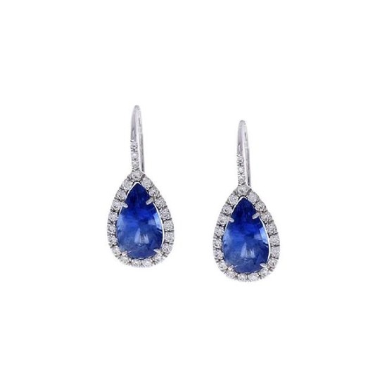 GIA Certified 8.86 Carat Total Pear Shaped Blue