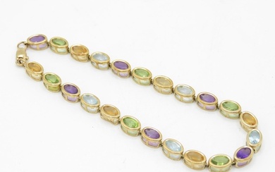 9ct gold multi-gemstone link bracelet set with citrine, amet...