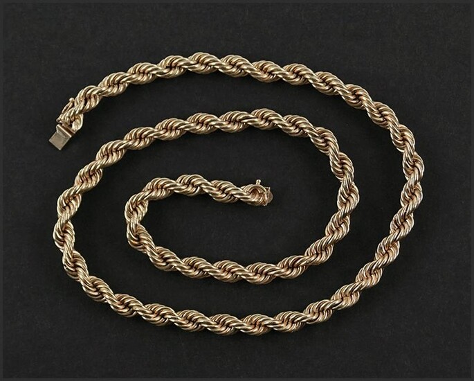 A 14 Karat Yellow Gold Rope Necklace.