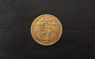 A 1892 Queen Victoria Gold Half Sovereign, Jubilee Head, Shield Back, Royal Mint