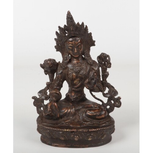 A 18th / 19th century Sino-Tibetan lacquered bronze Bodhisat...
