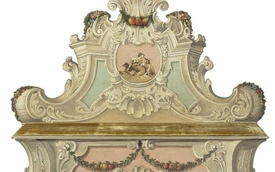 A 18th century Venetian polychrome wood bench