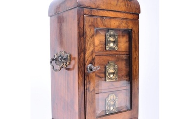 A 19th Century Victorian burr walnut sentry cabinet / chest ...