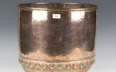 A 19th century copper copper of studded construction, height 36cm, diameter 44cm.