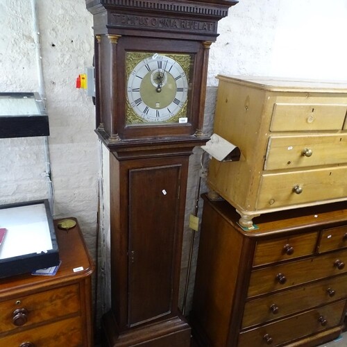 A 19th century longcase clock, with an 11" square brass dial...