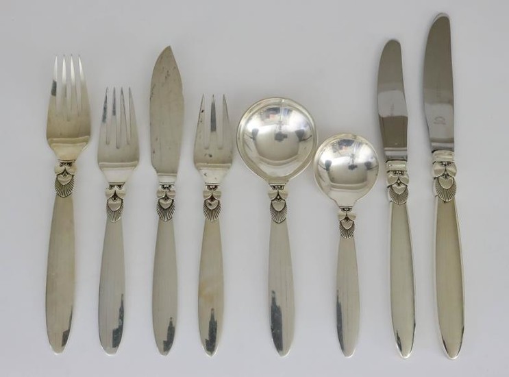 A 20th Century Danish Silver "Cactus" Pattern Table Service,...