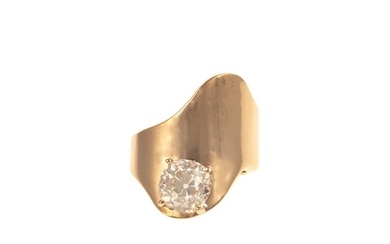 A 3.45 ct Old Mine Cut Diamond Ring in 14K