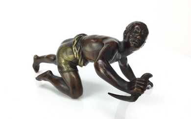 A COLD PAINTED BRONZE OF A MAN, BY FRANZ BERGMAN