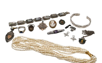 A COLLECTION OF VICTORIAN, EDWARDIAN AND LATER SILVER JEWELLERY...